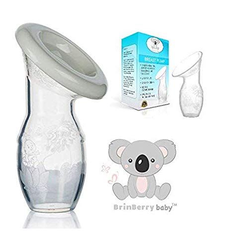 Silicone Manual Breastfeeding Pump, Hand Breast Milk Collector with Lid. By BrinBerry Baby