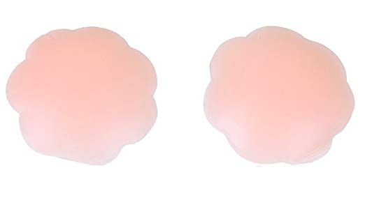 UZZO™1 Pair Plum Blossom Women Adhesive Ultra-soft Silicone Reusable Nipple Covers Pasties Breast Pads Breast Petal With 1Free Keyring