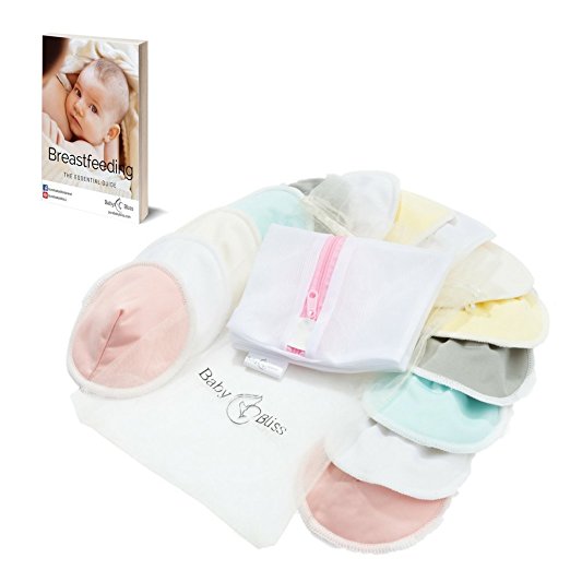 Washable Bamboo Nursing Pads|14 Pads+3 Bonus Items| With 3 Size Variants | Reusable| Soft & Super absorbent | Leak-proof | With Laundry & Organza Bags | Perfect Baby Shower Gift | Large