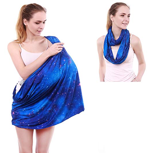 Nursing Infinity Scarf for Breastfeeding - Multi Use, Real 2 Side Galaxy Printed, Baby Soft, Extremely Stretchy, 30-Day Refund Guaranteed