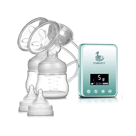 Electric Breast Pump - Breastfeeding Rechargeable Digital LCD Display Dual Silicone Breast Pumps