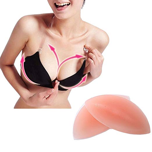 1Pair(2PCS)Reusable Waterproof Adhesive Silicone Invisible Breast Push-up Gel Bra Inserts Breast Enhancer Pads for Women Girl and Lady