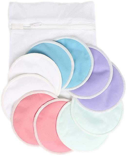 Washable Reusable Organic Bamboo Nursing Pads,Leak-Proof Breast Breastfeeding Pads with Laundry Bag,Sizes: L 4.7