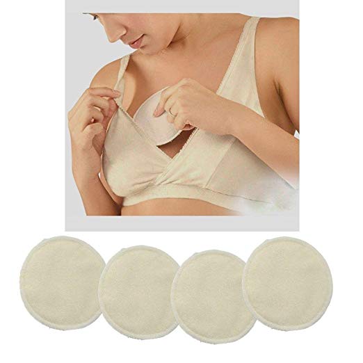 Pocktyle 4 Pcs Waterproof Reusable Washable Spill Prevention Breast Shield Nursing Pads Feeding Absorbent