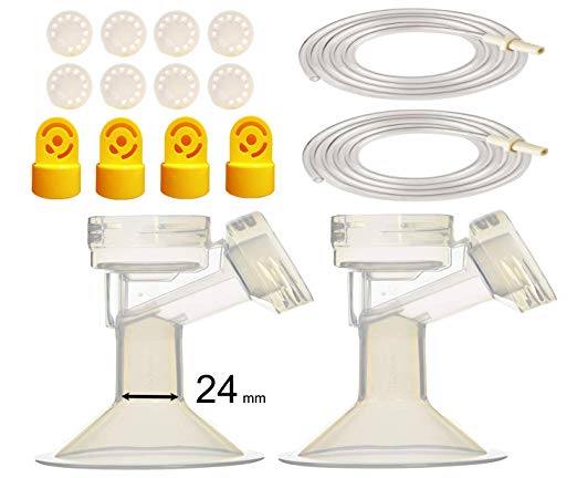 Pump Tubing and Breast Pump Kit by Maymom for Medela Pump in Style Advanced Breastpump. Inc. Replacement Pump Parts, Tubing, Valves, Membranes, and Breastshields (24 mm, Standard)