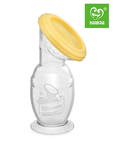 Haakaa Silicone Breast Pump with Suction Base and Lid 100% Food Grade Silicone BPA PVC and Phthalate Free (5 oz/150 ml)