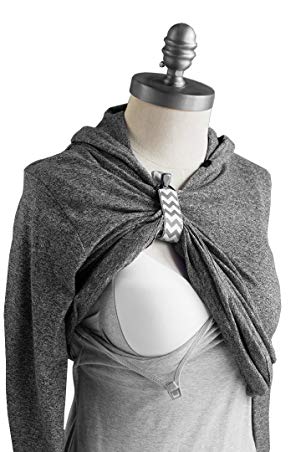 LatchPal Hands-free Nursing Clip - Holds up clothing to Make Breastfeeding and Pumping Easier, an Ideal Nursing Cover Accessory, Gray Chevron Pattern
