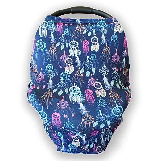 Multi-Use Nursing Cover and Infinity Scarf | Stretchy, Cotton Breastfeeding Covers & Scarves | Car Seat Cover & Canopy | Cart and Highchair Covering | Dreamcatcher Baby Car Seat & Shopping Cart Cover