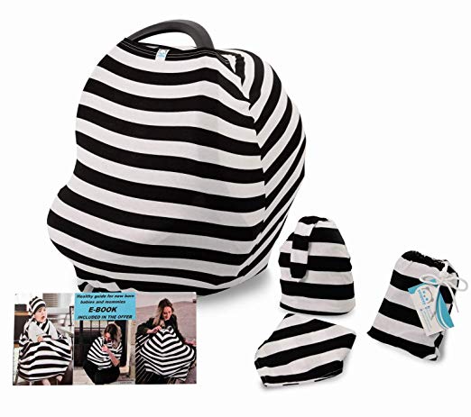 Yoopeey Nursing Cover for Breastfeeding and Discreet Lactation | Multi - Function/Use Car Seat Canopy | Baby Stroller + Carrier + High Chair + Shopping cart Covers