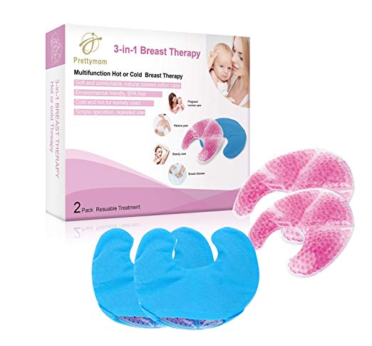 Breast Therapy Gel Bead Ice 2 Packs, Breastcare Thermopads, Reusable Hot/Cold Therapy Breastfeeding Gel Pads, Compress Therapearl Beads, Cooling Soothing Relief of Pain for Nursing Mom