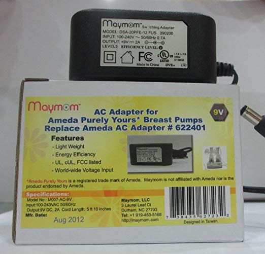 Maymom AC adapter for Ameda's Purely Yours Breast Pumps, Replacement for Ameda AC Adaptor 622401; Light & Compact