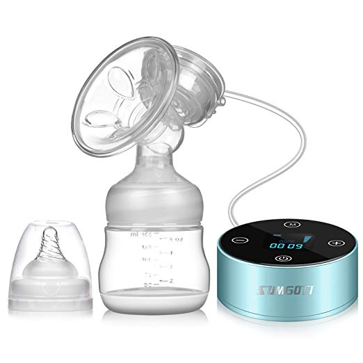 Electric Breast Pump, Portable Breastfeeding Pump with LCD Smart Touch Screen, Rechargeable Milk Pump with Breast Milk Suction and Breast Massage by SUMGOTT
