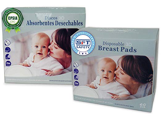 Oleh-Oleh Stay Dry Disposable Nursing Pads for Breastfeeding, Super Thin, Leak Proof and Excellent Absorbent 120 Count (2 Pack, 60 Count Each)