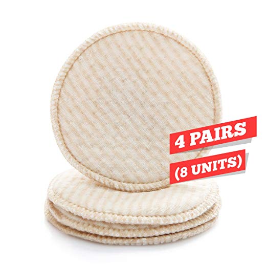 Organic Cotton Nursing Pads 8-Pack by Alterion | Washable & Reusable Breast Pads for Nursing Mothers | 8x Nursing Pads Ultra Soft 100% Organic Cotton Fabric, Comfortable & | 4.3” Diameter