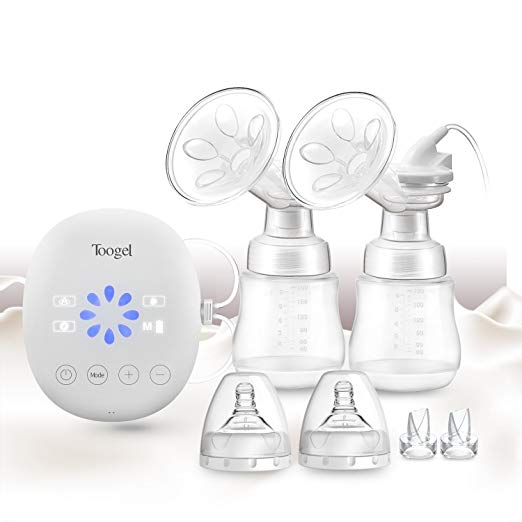Electric Breast Pump Double Automatic Portable Breastfeeding Breast Pump w/Touch Screen 8Levels Milk Pump Kit for Travel, Work, USB Rechargerable 