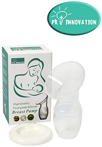 PRO INNOVATION Manual Silicone Breast Pump for Breastfeeding with Lid Flexible Silicone 100% Food Grade BPA Free - Portable Silicone Comfortable Manual Breastmilk Pump Suction For Travel