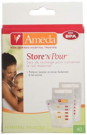 Ameda Store N Pour Breast Milk Storage Bags, 40-Count