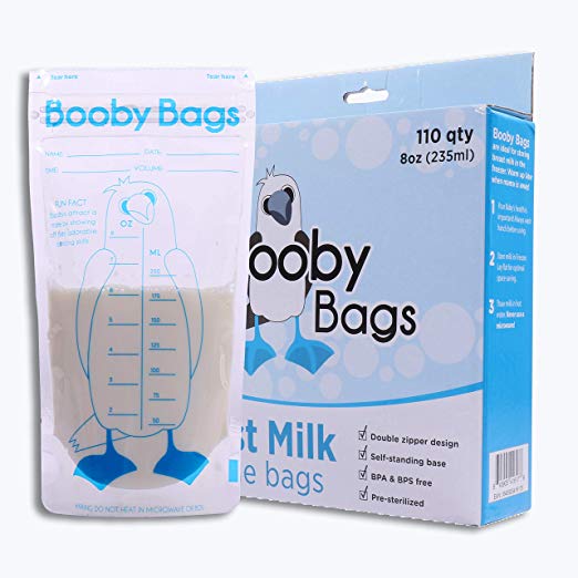 110 Count Breastmilk Storage Container Bags - Self Standing, Freezer Safe, Leak Proof Zip Top Closure, Pre-Sterilized, BPA Free, Marked Measurements - 8 oz 235 ml Breastfeeding Bag for Breast Milk