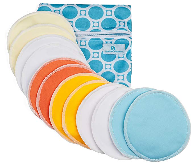 Organic Bamboo Nursing Pads (12 Pack) With Bonus Zippered Storage Pouch by Modern Momma