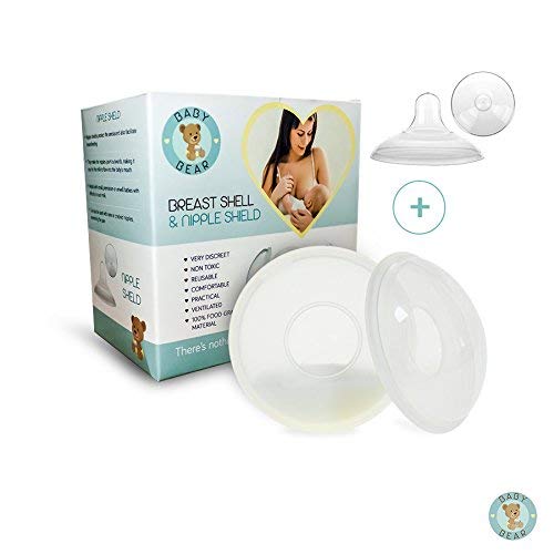 Breast Shells Nursing Collecting Cup for Moms + 2 Free Nipple Shields, Suction Pump Nipple Shield for Breastmilk, Protects Sore Nipples, Breast Shell Milk Saver Storage Kit| Super Soft Silicone