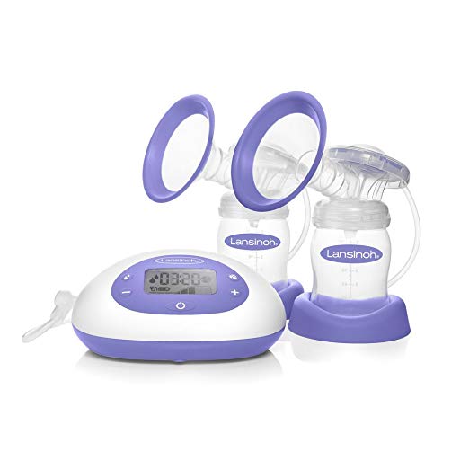 Signature Pro by Lansinoh Double Electric Breast Pump with LCD Screen, Portable Breast Pump with Adjustable Suction & Pumping Levels for Mom's Comfort