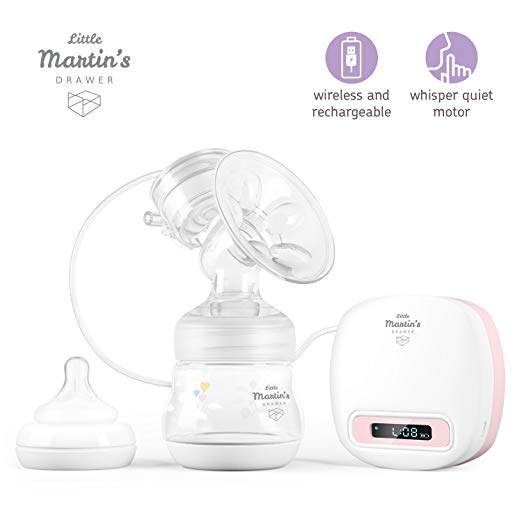 Little Martin’s Electric Breast Milk Pump Kit – Rechargeable Battery - Wireless and Travel Friendly - Fits in a Diaper Bag - Whisper Quiet Motor - Mobile Support for Breastfeeding Mother