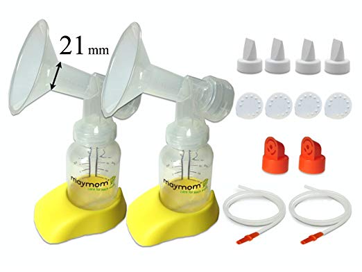Personal Accessory Set for Hygeia EnJoye Breastpump - Includes Flanges (Small, 21mm), Tubing, Valves, Bottles, Bottle Stands for Hygeia Breast Pump; Made by Maymom