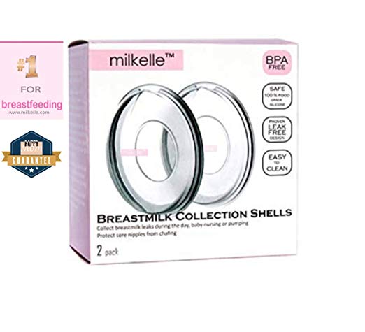 Milkelle Breastmilk Collection Shells, Milk Saver, Nursing Cups, Food Grade Silicone BPA-Free PP (Set of 2)