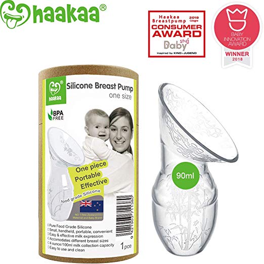 Haakaa Breast Pump Manual Breast Pumps Silicone Breastfeeding Pump Milk Pump 100% Food Grade Silicone (3.5oz/90ml)
