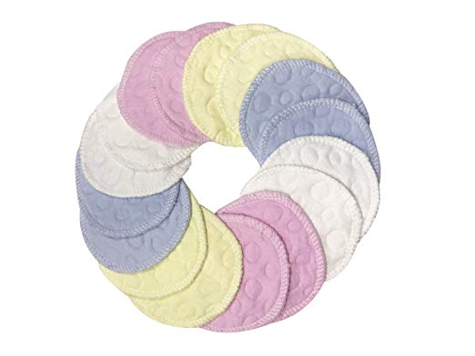 16 Pack GGBeauty Washable Organic Nursing Pads,Reusable Breastfeeding Pads (Mixed Color)