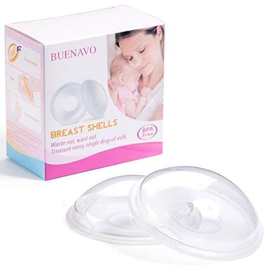 2018 UPGRADED Breast Shells for Breastfeeding Silicone Suction Breast Milk Saver Nursing Cups for Nursing Moms to Ease Nipple Pain, BPA-Free Washable and Reusable (Pack of 2)