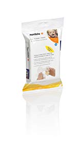 Medela Quick Clean Breast Pump and Accessory Wipes, 24 Wipes in a Resealable Pack, Convenient Portable Cleaning, Hygienic Wipes Safe for Cleaning High Chairs, Tables, Cribs and Countertops