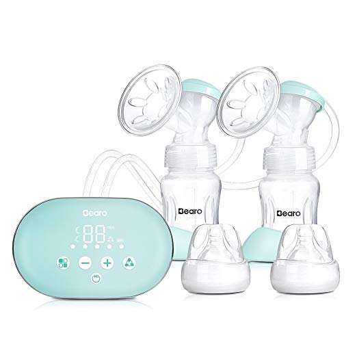 Double Electric Breast Pump – Bearo PM121A [2018 New] Breastfeeding Pump for Moms, Rechargeable, FDA, BPA-Free, LCD Screen, 2 Hours Working Time