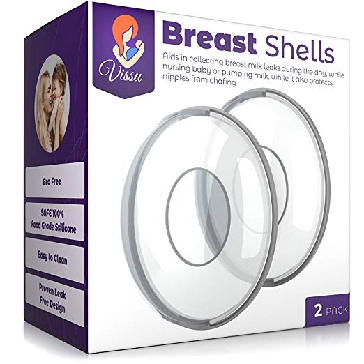 Milk Saver Breast Shells Nursing Cups - Protect Sore Nipples for Breastfeeding - Breastmilk Collector Catcher for Nursing Moms - Soft and Flexible Silicone Material Easy to Clean - Reusable - 2 Pack