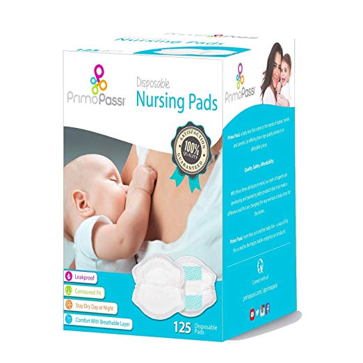Primo Passi Disposable Nursing Pads for Women I Breast Pads Ultra Thin I 125 Count I Individually Wrapped I Leakproof I Contoured Fit I Natural Shape and Look I Soft & Breathable Material