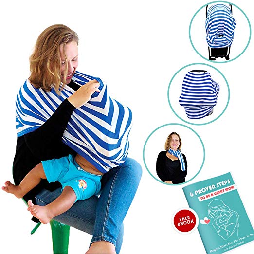 Joint Perfect-Nursing Breastfeeding Cover, Multi Use Nursing Cover, Carseat Canopy, Shopping Cart Cover, Easy To Use Stretchy Material - Designs For Baby Boys and Girls