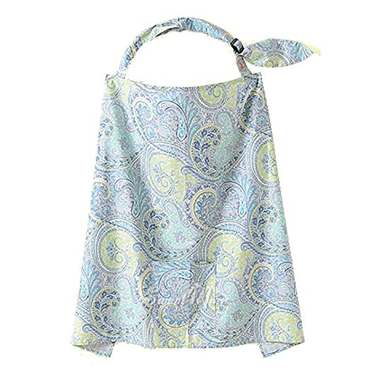 VANKER Soft Cotton Cover Infant Breastfeeding Nursing Blanket Shawl Pack Sea blue