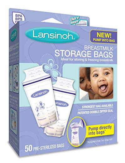 Lansinoh Breastmilk Storage Bags, 50 Count convenient milk storage bags for breastfeeding