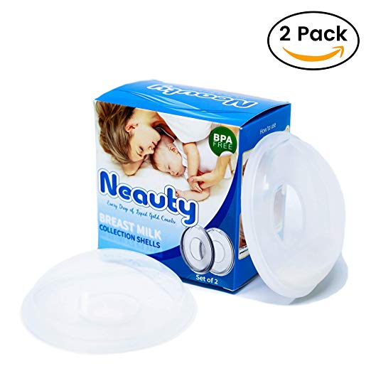 Neauty Breast Shells and Milk Savers,Reusable Nursing Cups,Protect Sore Nipples and Catch Breast Milk Leak for Breastfeeding Moms,2 Pack
