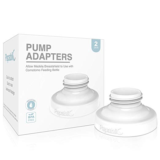 Papablic Direct Pump Bottle Adapter for Medela, Ameda Breastpumps to Use with Comotomo Baby Bottle, 2 Pack