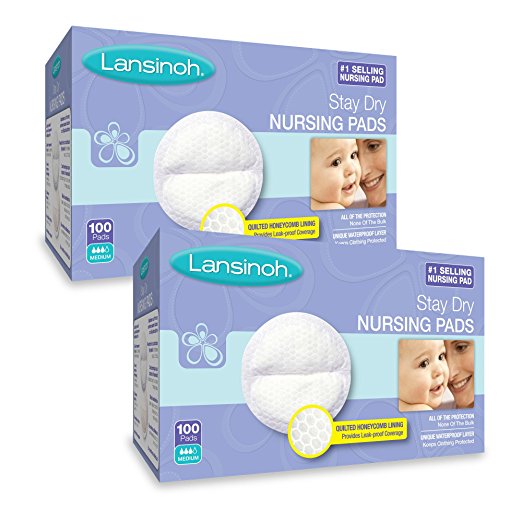 Lansinoh Nursing Pads, 2 Packs of 100 (200 Count) Stay Dry Disposable Breast Pads