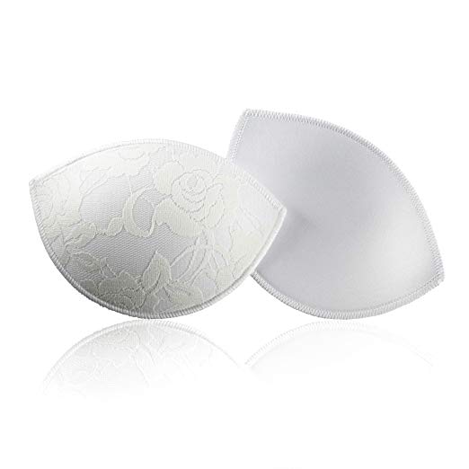 Reusable Nursing Pads (2 pcs) by Cygnet Royale | Eye-Shaped & Leak-Proof Pads Moulded to fit Your Mama Curves just Right with Responsive Soft-Flex Comfort | Washable Easy Care | Gift Box (White Lace)