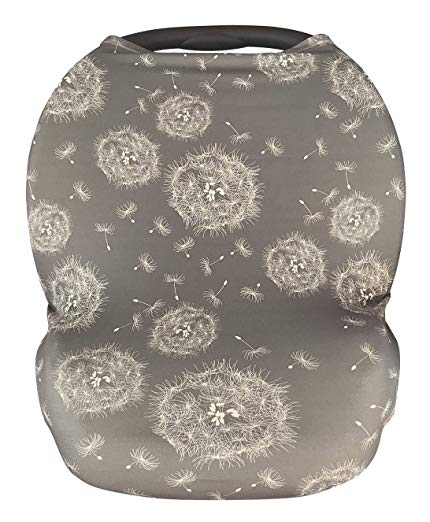 Premium Soft Grey Multi-Use Cover for Nursing, Carseat Canopy, Baby Car Seat, Breastfeeding Scarf, Shopping Cart, for Boys and Girls - Best Baby Shower Gift Set (Gray)