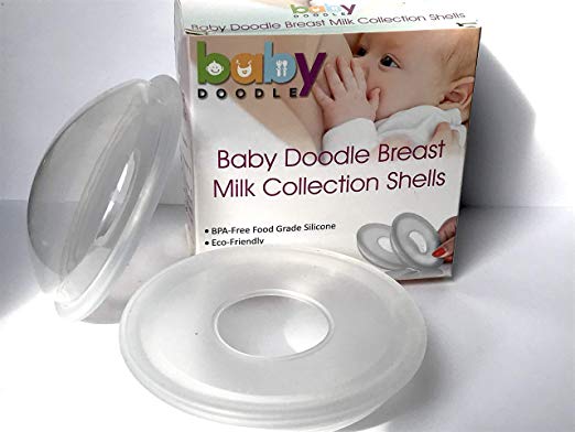 Baby Doodle Breast Shells, Nursing Cups, Collect Breastmilk for Nursing Moms, Protect Sore Nipples for Breastfeeding, BPA-Free Soft and Flexible Silicone, Reusable, 2-Pack