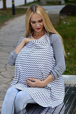 ZCTOW Baby Breastfeeding Cotton Nursing Cover, Bebe Multifunctional Nursing Towel with Storage Pockets- Fashionable Breathable Infinity Breast Feeding Nursing Cover