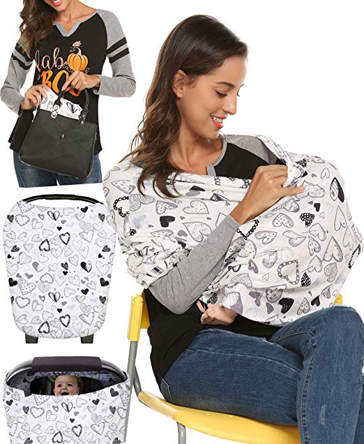 Ekouaer Baby Car Seat Covers, Shopping Cart, High Chair, Stroller Covers for Boys or Girls- Stretchy Infinity Scarf and Shawl