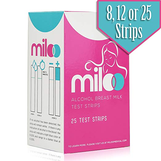 Breastmilk Alcohol Test Strips for Breastfeeding Moms 25 Strips - Quick Result Reliable Breastmilk Tests for the Presence of Alcohol in Breast Milk with Graded Results by Miloo